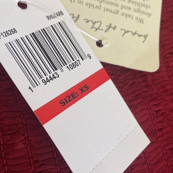 NWT Band of the Free Whimsigoth Romantic Ruby Rhubarb Smocked Crop Top Size XS - Picture 8 of 9